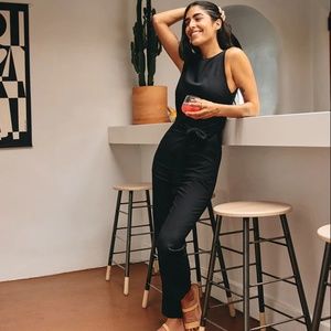 Marine Layer Eloise jumpsuit S black high neck ties